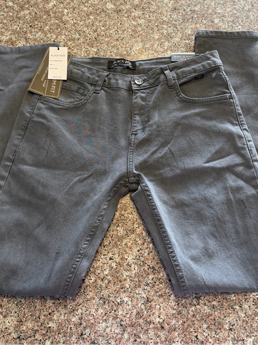 Black Web Boys Skinny Slim Fit Jeans Size 16 Gray NWT